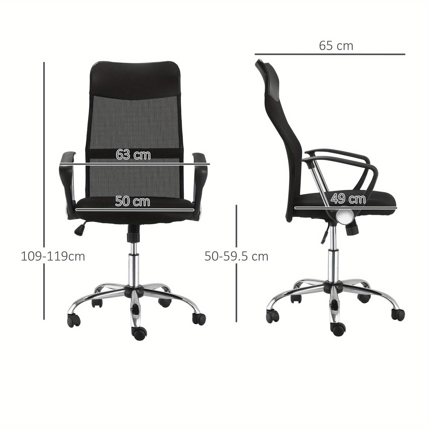 Bureaustoel – Ergonomische Stoel – Office Chair – Gamingstoel – Kantoorstoel – Verstelbare Zithoogte – Kantelfunctie – Ademend Mesh – Gevoerde Zitting – 360° Draaibaar – Zwart