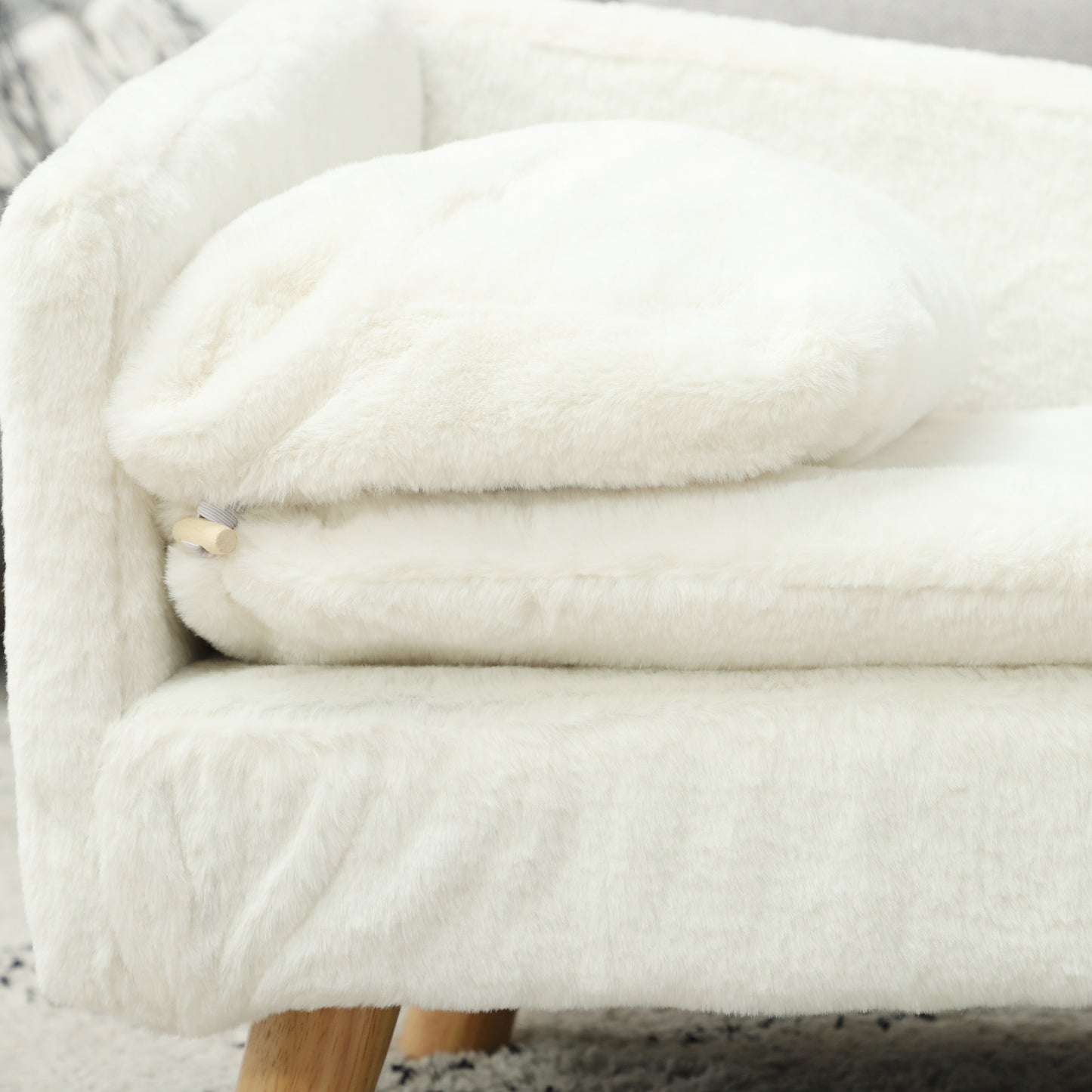 Hondenbank – Kattenbank – Huisdierenbed – Dierenbank – Zacht Kussen – Verwijderbare Wasbare Hoezen – Verhoogd Ontwerp – Polyester Met Katoenen Vulling – Creme – 70 x 42,5 x 38,5 cm – Geschikt Tot 15 kg