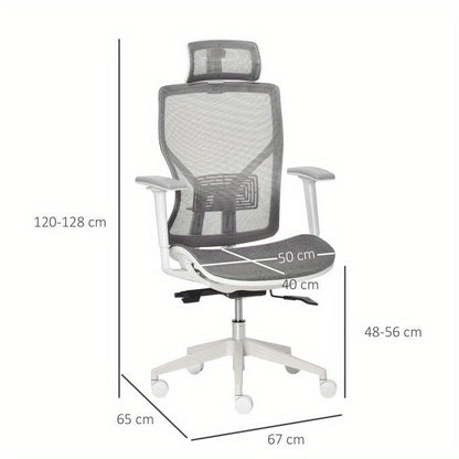 Ergonomische Bureaustoel – Kantoostoel – Werkstoel – Gamestoel – Computestoel – Verstelbare Lendesteun en Hoofdsteun – Ademend Mesh Met Metaal Frame