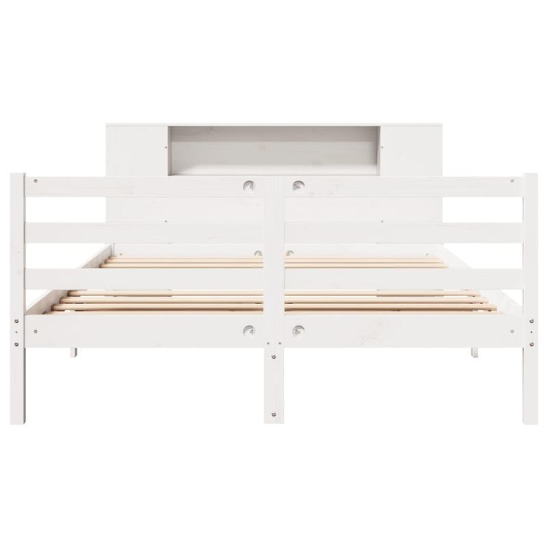 Boekenkastbed – Bed met Opbergruimte – Slaapbank – Bedframe – Kinderbed – Modern Wit – Massief Pijnhout – Compact 120x190 cm