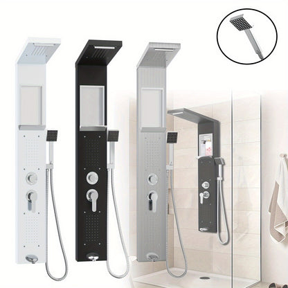 Douchepaneel – Douchekolom – Regendouche – Douchepaneel met Handdouche – Shower Panel Zwart – 5 Modi – Roestvrij Staal – Compact 20x47,8x122 cm