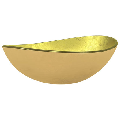 Wasbak Glas – Wastafel – Fontein – Lavabo – Washbasin – Gehard Glas – 54,5x35x15,5 cm – Gouden Kleur