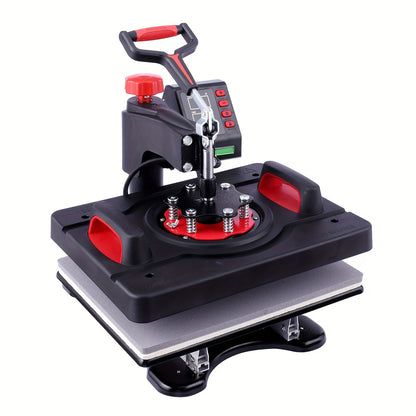 Hittepers – Transferpers – Sublimatiepers – Warmtepers – 8-in-1 Multifunctioneel – 360° Draaibare Arm – Digitale Temperatuur & Timer – 30x38 cm Persvlak