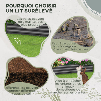 Metalen Bloembak Tuinbak Plantbak Plantenbak Kruidenbak – Antraciet Grijs – Grote Capaciteit 180x90x29,5 cm – Roestbestendig Met Klimrek