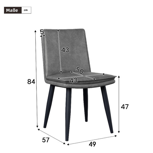 Eetkamer Stoel – Keukenstoel – Cafestoel – Restaurant Stoel – Moderne Zwarte PU Leren Zitting – Dubbel Gevloerde Kussen – Metalen Frame – Comfortabele Zitting