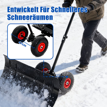Sneeuwschuiver – Sneeuwschep – Sneeuwruimer – Bladschep – Winterschep – Met Wielen – 5-stand Hoogte Verstelbaar – Extra Brede 74 cm Schep – Metalen Constructie