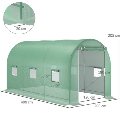 Tuinkas – Kasje – Groentekas – Plantenkas – Tunnelkas – Groen – 8 m² – Versterkt Stalen Frame – Insectengaas Ramen