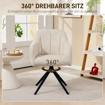Leisure Chair Armchair Living Room Swivel Chair Leisure Chair Upholstered Tufted Leisure Armchair Velvet Appearance Upholstered Armchair Bedroom Makeup Chair Beige