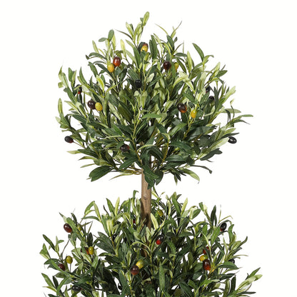 Olijfboom Kunstplant – Nep Olijfboom – Kunstplant Binnen – Kunstboom – Valse Olijfboom – 2 Stuks – 152,4 cm Hoog – Driedelig Bolvormig Design Met Mos