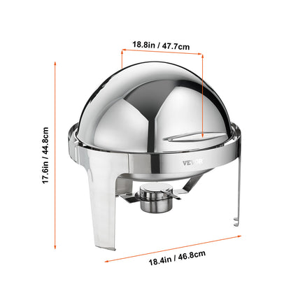 Chafing Dish Set – Warmhoudset – Buffet Warmhouder – Voedselwarmer – Roll-Top Deksel – 2 x 5,5L Inhoud – Roestvrij Staal – Vergrendelbare Deksel 90°/180°