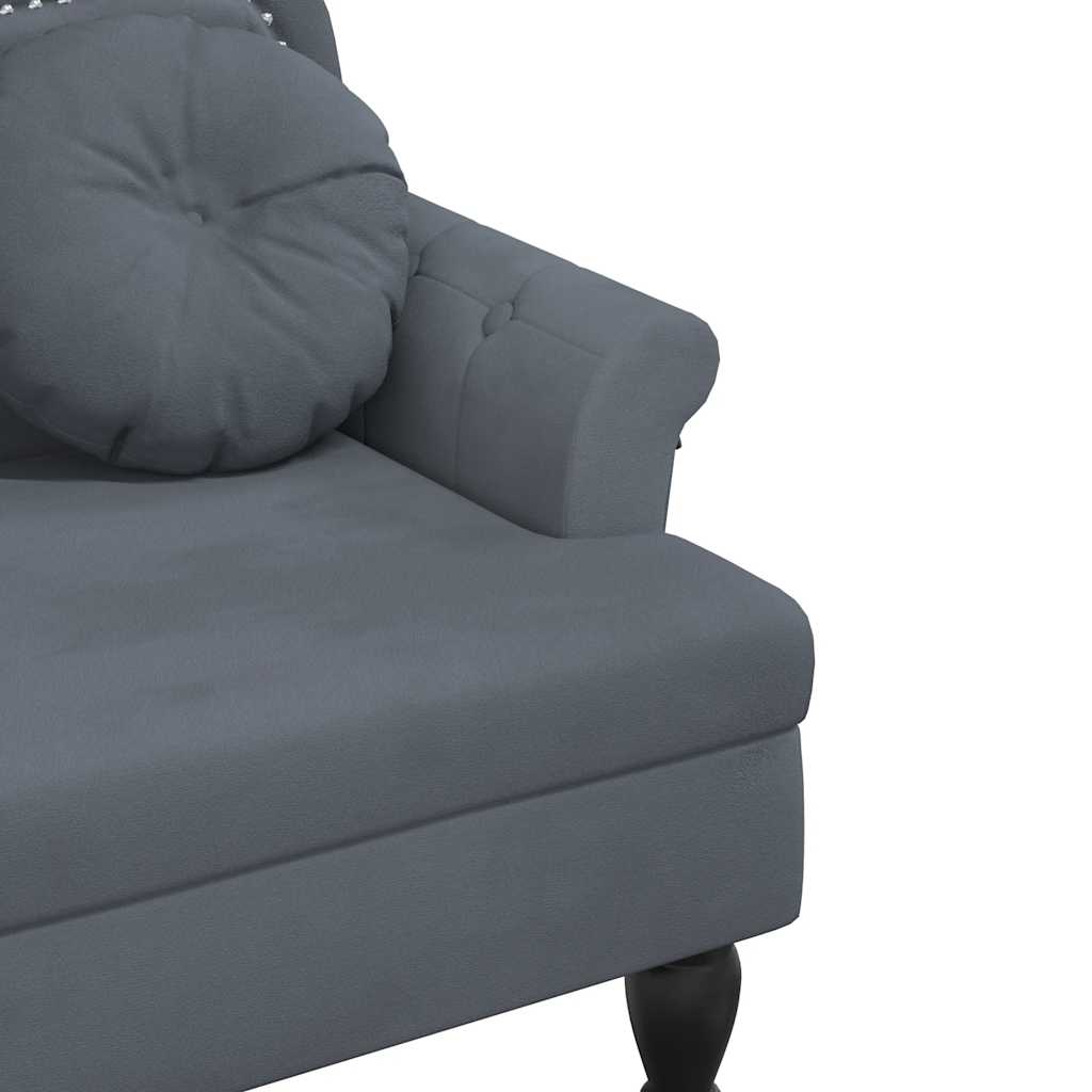 Bank – Sofa – Loveseat – Zithoek – 2-zitsbank – Donkergrijs Fluweel – Comfortabele Dikke Bekleding – Robuuste Houten Pooten
