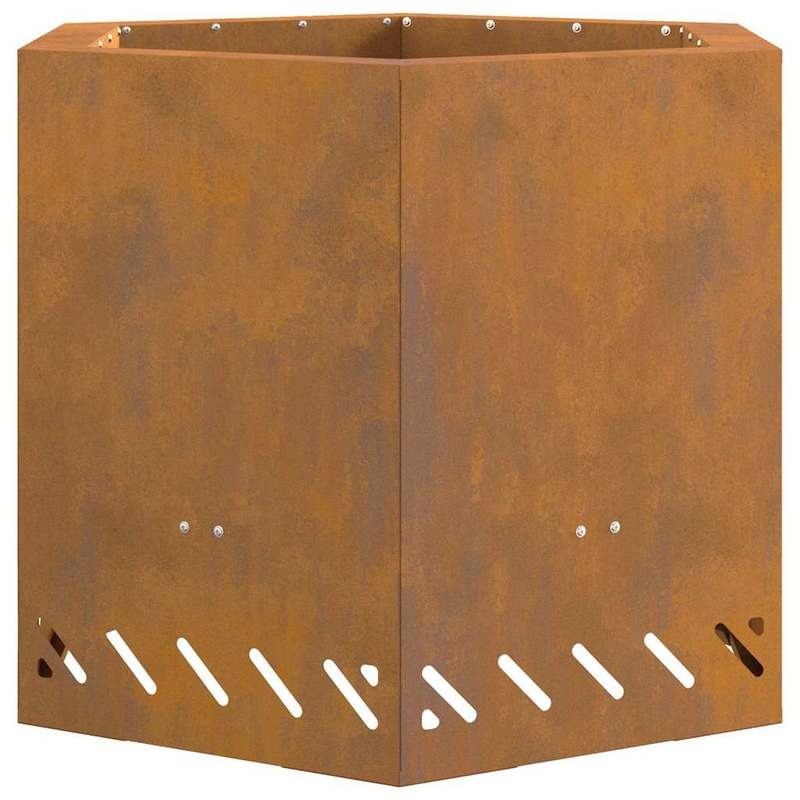 Large Rectangular Brown Metal Fire Pit - 58x58x51cm Outdoor Indoor Patio Heater, Durable Modern Design for Garden, Terrace & Winter Heating, Cozy Gatherings - Compatible with Firewood & Log Burners (No Ignition System Include