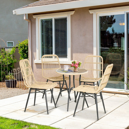 Tuinset – Tuinmeubelset – Zitgroep – Diningset – Balkonset – Poly Rattan – 5-delig – Weerbestendig Met Glasplaat