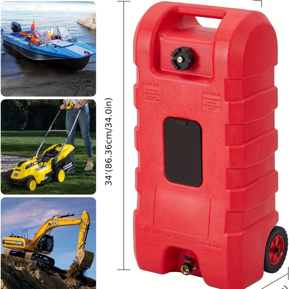 Draagbare Brandstoftank – Benzinetank – Dieseltank – Brandstofcontainer – Mobil Tank – 57 Liter Capaciteit – Lekvrije Messing Afsluitventielen