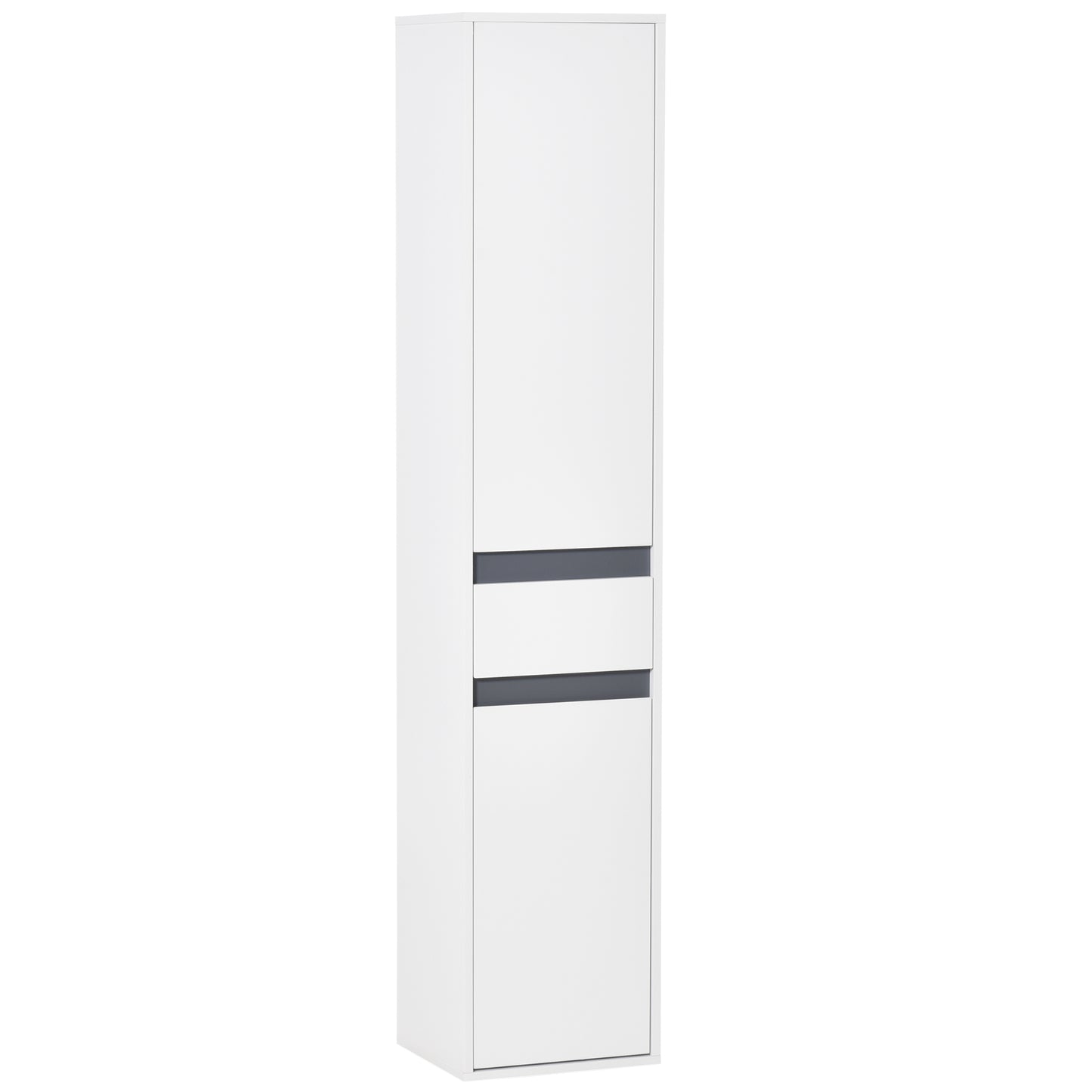 Badkamerkast – Opbergkast – Linnenkast – Kolomkast – Douchekast – Wit Particleboard – 2 Deuren, 3 Planken en 1 Lade