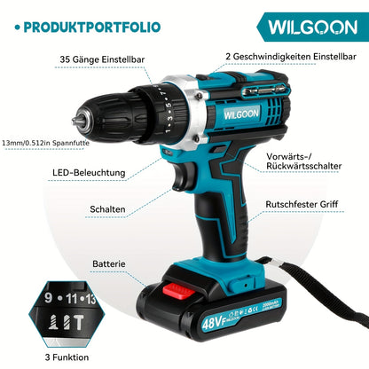 Accu Klopboor – Draadloze Boormachine – Slagboor – Boorhamer – Beitelmachine – 4-in-1 Multifunctioneel – 18V 2 Batterijen – SDS-Plus Systeem – Lichtgewicht