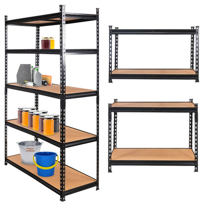 Mega-M Pro Loft Storage Shelf, H-180 cm, L-120 cm, D-45 cm, 5 MDF Shelves (6.2 mm), 275 kg Capacity, Black, N