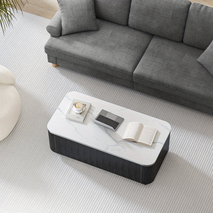 Salontafel – Woonkamertafel – Bijzettafel – Koffietafel – Tafel – Modern Design – Groot Formaat – Marmerlook – MDF Houtstructuur – Met Opbergruimte – Direct Gebruiksklaar
