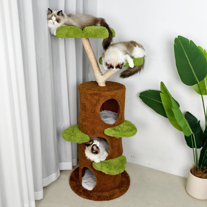 Bingopaw Cat Tree 148cm, Sturdy and Durable Cat Scratching Post, Cat Furniture with Toy Ball and Cat Condo, Cat Climbing Tree, Cat House, Cat Scratching Tower, Solid Wood Material, Large Cat Trees for Indoor Cats, Cat Tree fo