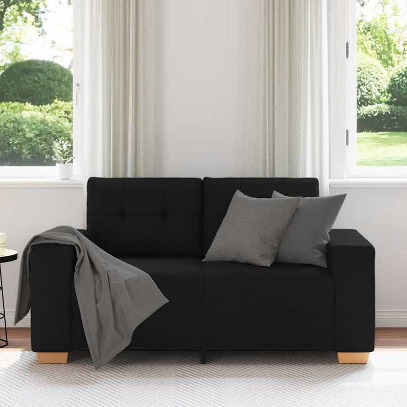 Tweezitter Bank – 2-Zits Sofa – Loveseat – Zetel – Bankstel – Zwart – Compact 47 Inch – Hardhouten Frame & Brandwerend