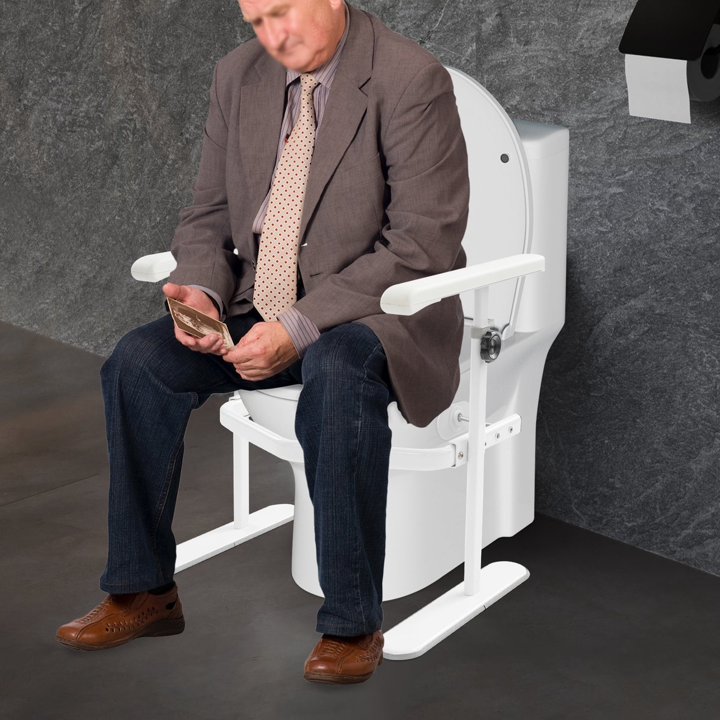 Toiletbeugel – Toiletbeugel Veiligheid – Toiletsteun – Toiletbeugel Wandbeugel – Verstelbare Toiletsteun – Verstelbaar Hoogte – Antislip Basis – Max. Draagkracht 150 kg – Wit