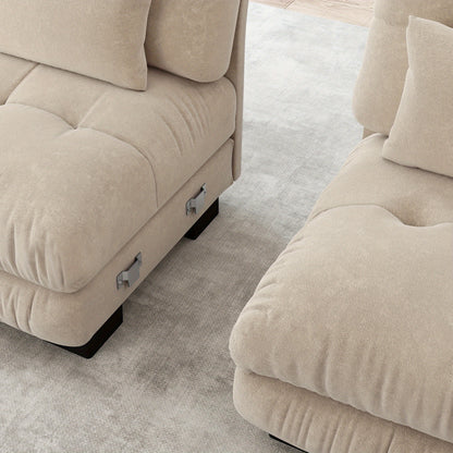 Luxury Oversized U-Shaped Sectional Sofa with Ottoman - Convertible Sofa Bed, Deep Seat Cloud Couch, Space-Saving Corner Suitable for Living Room, Apartment, Guest Room