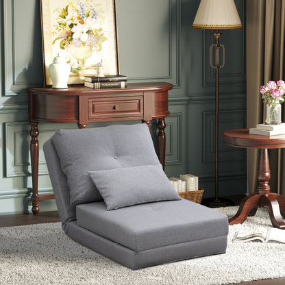 Zitzak – Zitzakstoel – Fauteuil – Loungestoel – Slaapstoel – Verstelbare Rugleuning 105°-180° – Ademend Linnen Met Kussen – Lichtgrijs