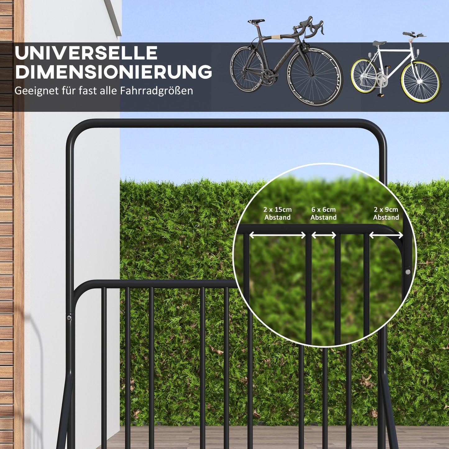 Fietsstandaard – Fietsenrek – Fietsbeugel – Fietszijstandaard – Dubbele Standaard – Weerbestendig Staal – Geschikt Voor 4 Fietsen 102x92x130 cm Zwart