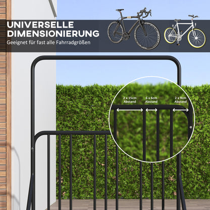 Fietsstandaard – Fietsenrek – Fietsbeugel – Fietszijstandaard – Dubbele Standaard – Weerbestendig Staal – Geschikt Voor 4 Fietsen 102x92x130 cm Zwart