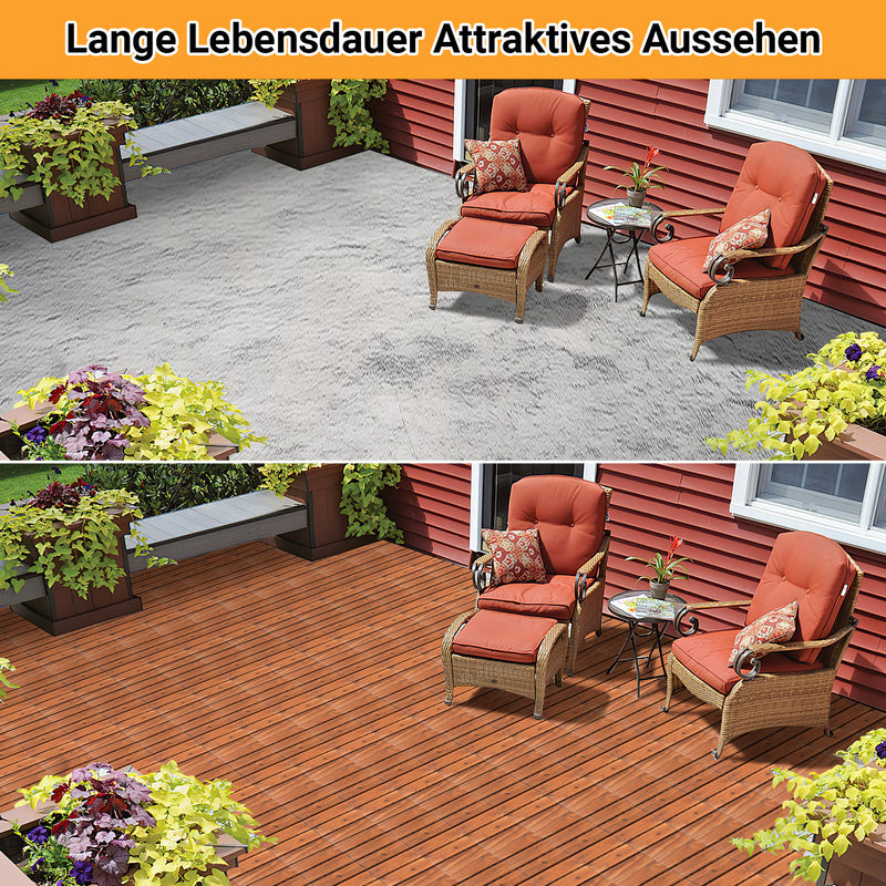 Terrace Tiles Decking Tiles 30 x 30 cm Tiles Balcony Tiles, Brown for Balcony, Garden, Saunas, Swimming Pools Wooden Floor with 6 Slats/12 Slats, Set of 11/22/33 Tiles for 1 m²/2 m²/3 m²