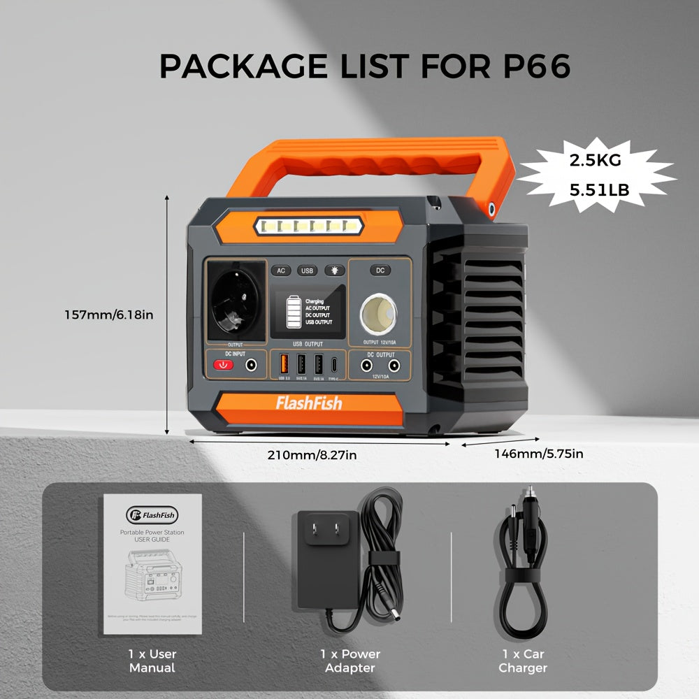 Powerstation – Mobiele Generator – Draagbare Accu – Zonne-energieapparaat – Noodstroomvoorziening – 300W Continu 600W Piek – Zuivere Sinusgolf AC – Intelligente Temperatuurregeling – Compact & Lichtgewicht