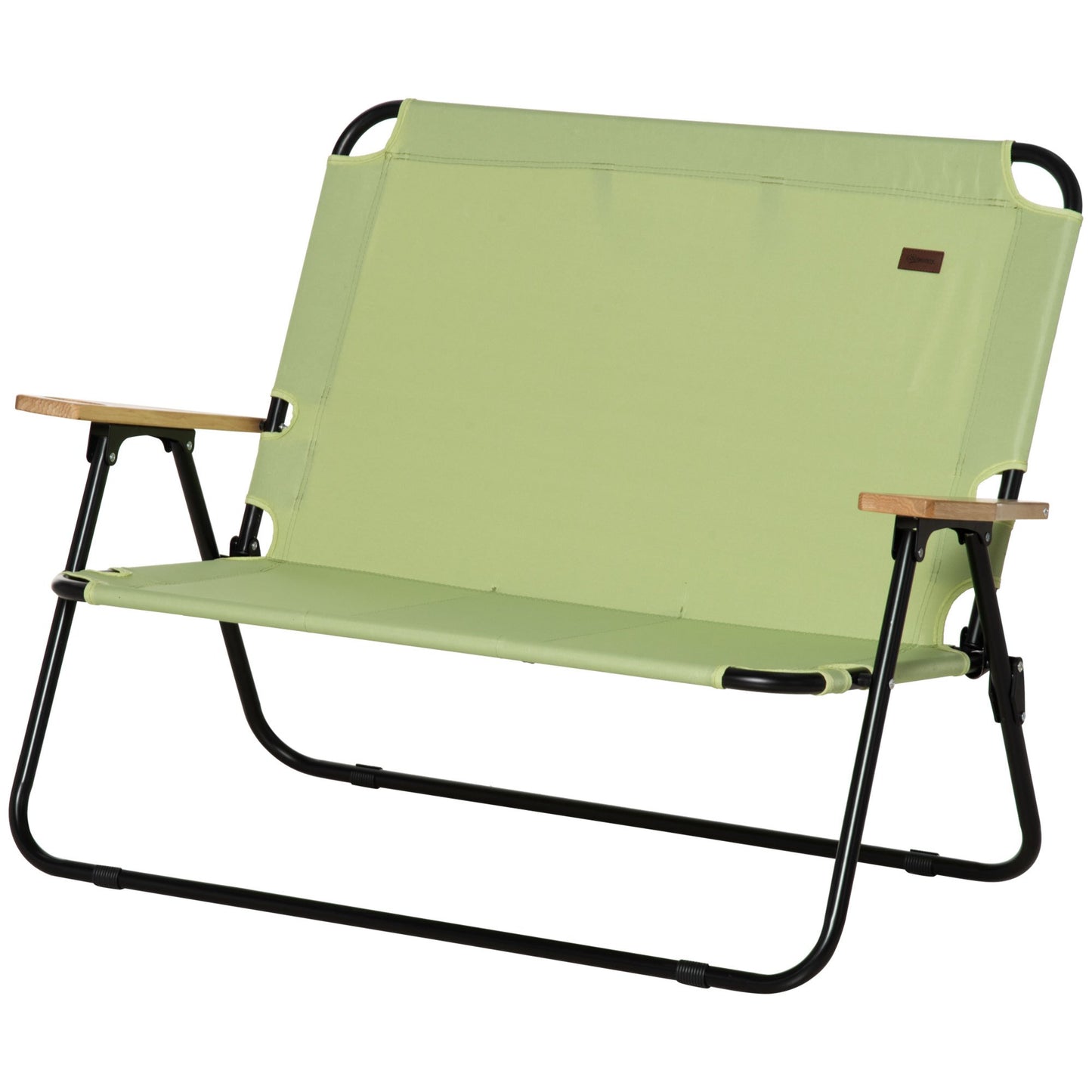 2-Persoons Campingstoel – Tweezits Vouwstoel – Dubbele Outdoor Stoel – Inclusief Bekerhouders – Groen – Stevig Stalen Frame – Compact Opvouwbaar