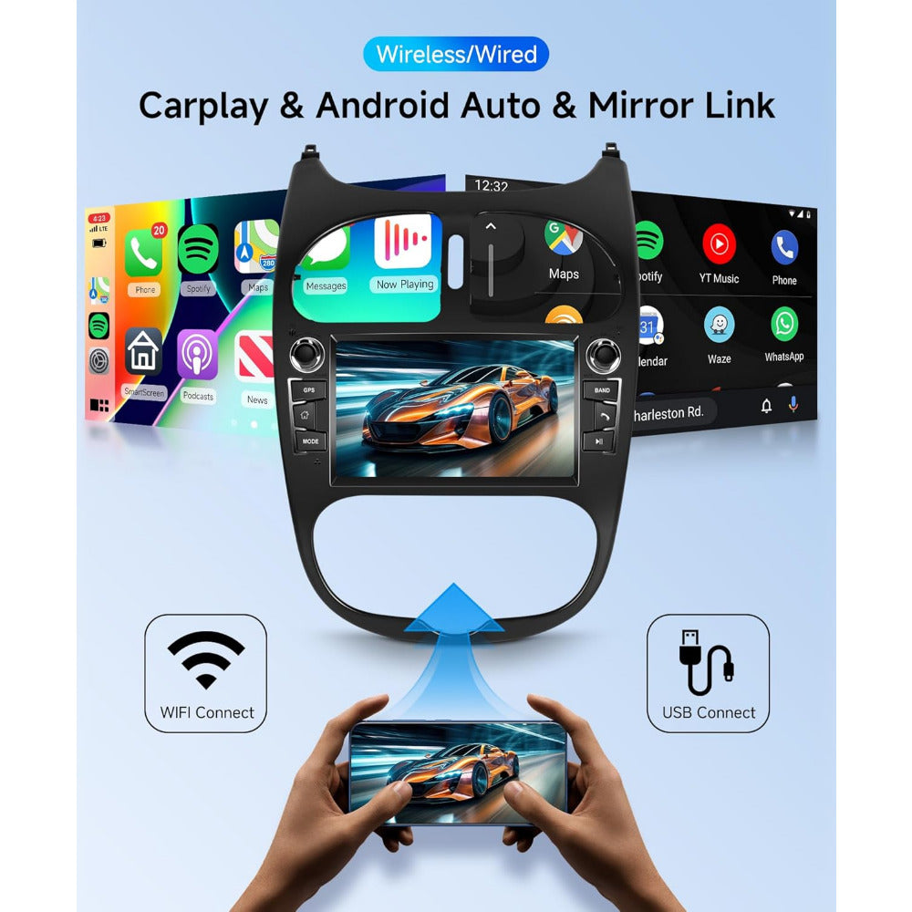 Autonavigeer Toestel – Autoradio – Android Navigatie – Carplay Systeem – Draadloze GPS – 7 Inch Touchscreen – 2GB RAM + 64GB ROM – Inclusief AHD Achteruitrijcamera