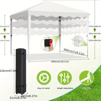 Vouwpaviljoen 3x3 Meter – Tuinpaviljoen – Partytent – Opvouwbare Tent – Schaduwdoek – Wit – UV Bescherming 50+ – Stevig Gepoedercoat Stalen Frame