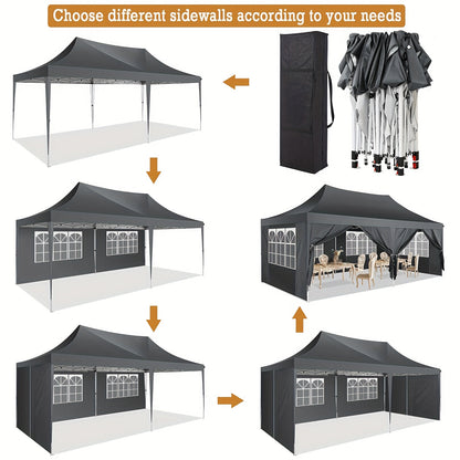Partytent – Paviljoen – Feesttent – Tuintent – Schaduwtent – Pop-up – 3,05x6,1 m – Verstelbare Hoogte – 6 Verwijderbare Zijwanden