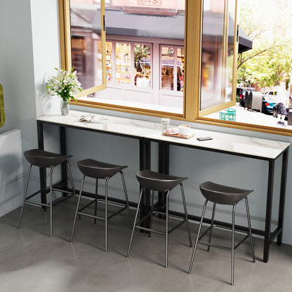 Bartafel – Statafel – Keukentafel – Bistrotafel – Hoogtafel – Rechthoekig – Sintersteen Tafelblad – Metalen Frame 105 cm Hoog