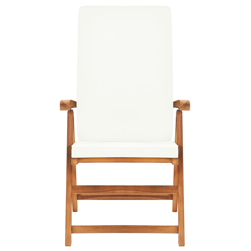 Tuinset – Garden Set – Diningset – Bistroset – Loungeset – Teakhout – Verstelbare Rugleuning – Incl. Kussens – Creme – 4 Personen