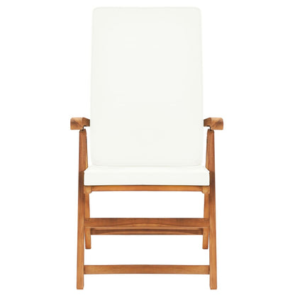 Tuinset – Garden Set – Diningset – Bistroset – Loungeset – Teakhout – Verstelbare Rugleuning – Incl. Kussens – Creme – 4 Personen