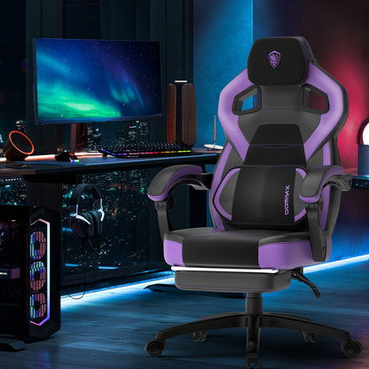 Gamingstoel – Gamestoel – Gaming Chair – Game Stoel – Bureaustoel – Ergonomisch Met Voetsteun – Max. 136 kg Draagvermogen – Verstelbare Rugleuning & Rocking Mechanisme