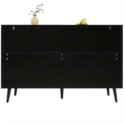 Zwart Metalen Opbergkast – Staande Kast – Dressoir – Kledingkast – Opbermeubel – 120x35x78 cm – Herringbone Deurdesign – Stevige Duurzame Constructie