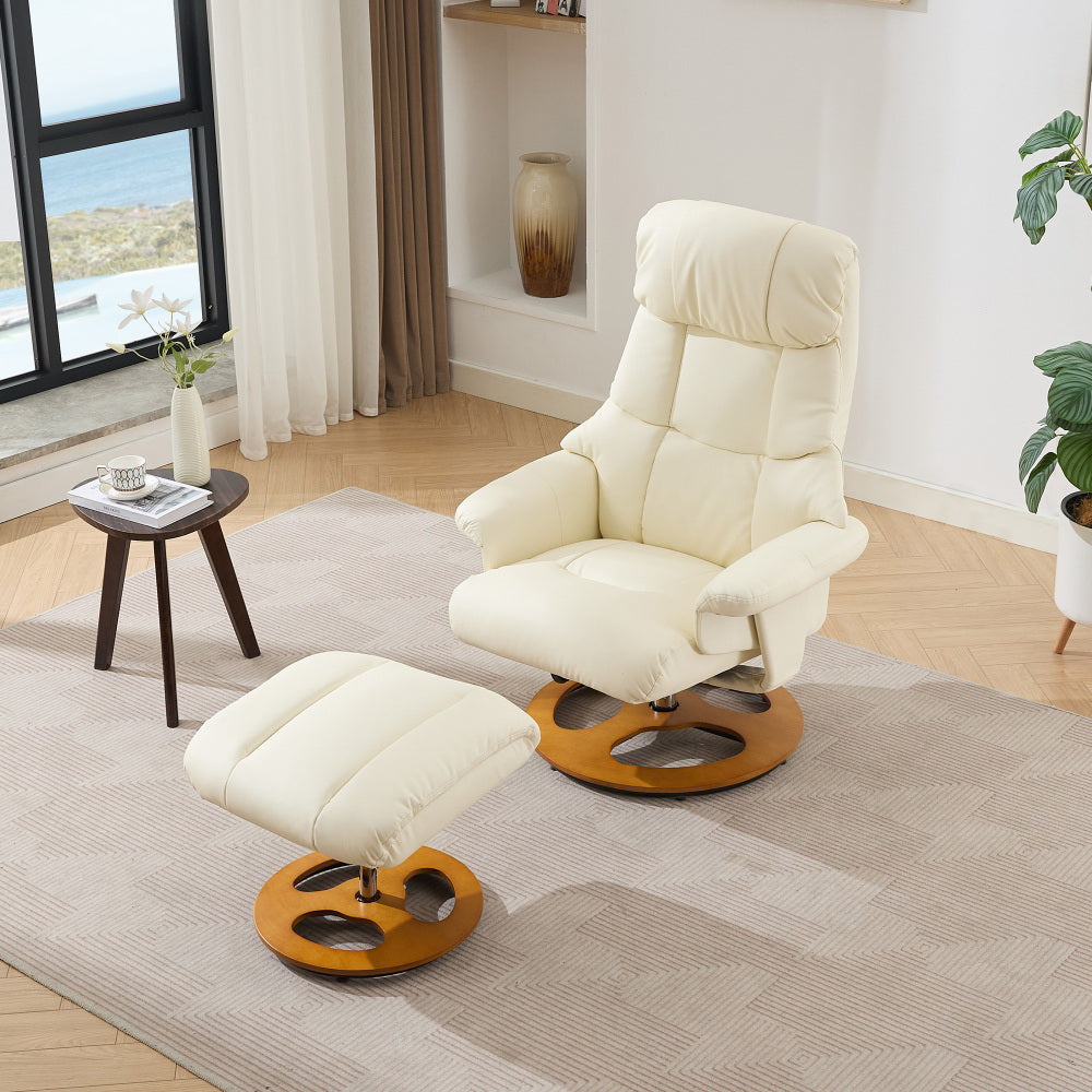 Draaifauteuil – Relaxfauteuil – Lounge Chair – Schommelstoel – Fauteuil Beige – 360° Draaibaar – Onderhoudsvriendelijke Stof