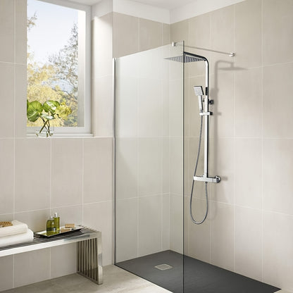 Thermostatische Douchekolom – Douchepaneel – Regendouche – Handdouche – Buitendouche – Zilverkleurig – Grote Regendouche 25,4 cm – Corrosiebestendige Afwerking
