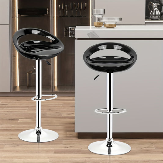 2pcs Bar Stool, Lift Kitchen Bar Stool, ABS + Chrome Leg Seat, Modern Simple High Stool, Backrest | Swivel Counter Chair