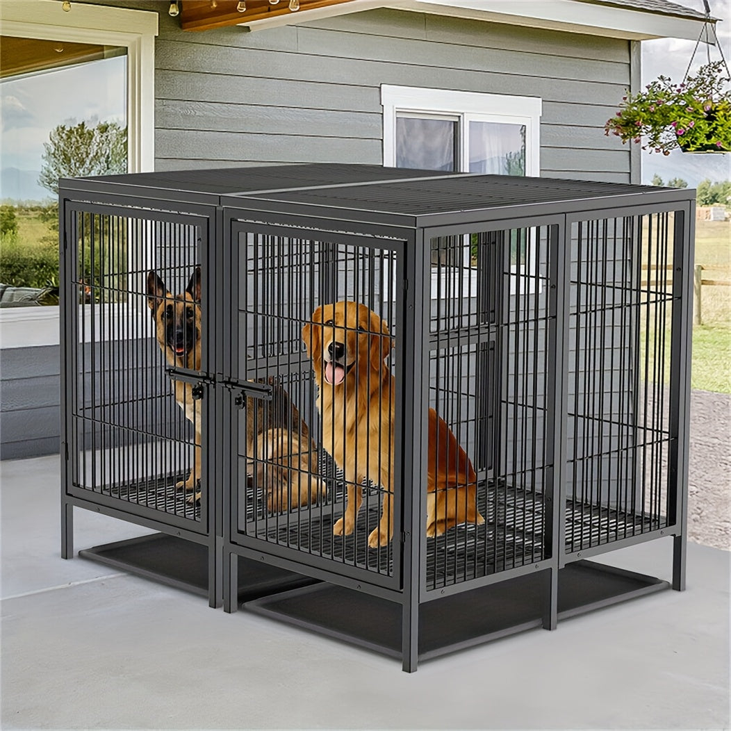 Hondenbench XXL – Hondenkooi – Hondenhok – Kennel – Bench – Dubbele Deuren – Zwaar Metalen Staal 130x100x100 cm
