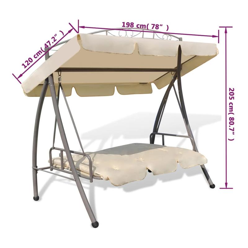 Buiten Schommelbank – Tuinbank – Schommelstoel – Hangbank – Ligbank – Verstelbare Canopy – Zandwit Design