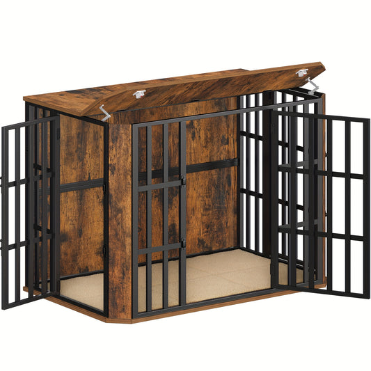 Hondenbench – Hondenkooi – Hondenhok – Bench – Hondenkooi Hout – Grote Honden – Meerdere Deuren – Vintage Bruin – 108x66x77 cm – Stevige Massief Houten Constructie