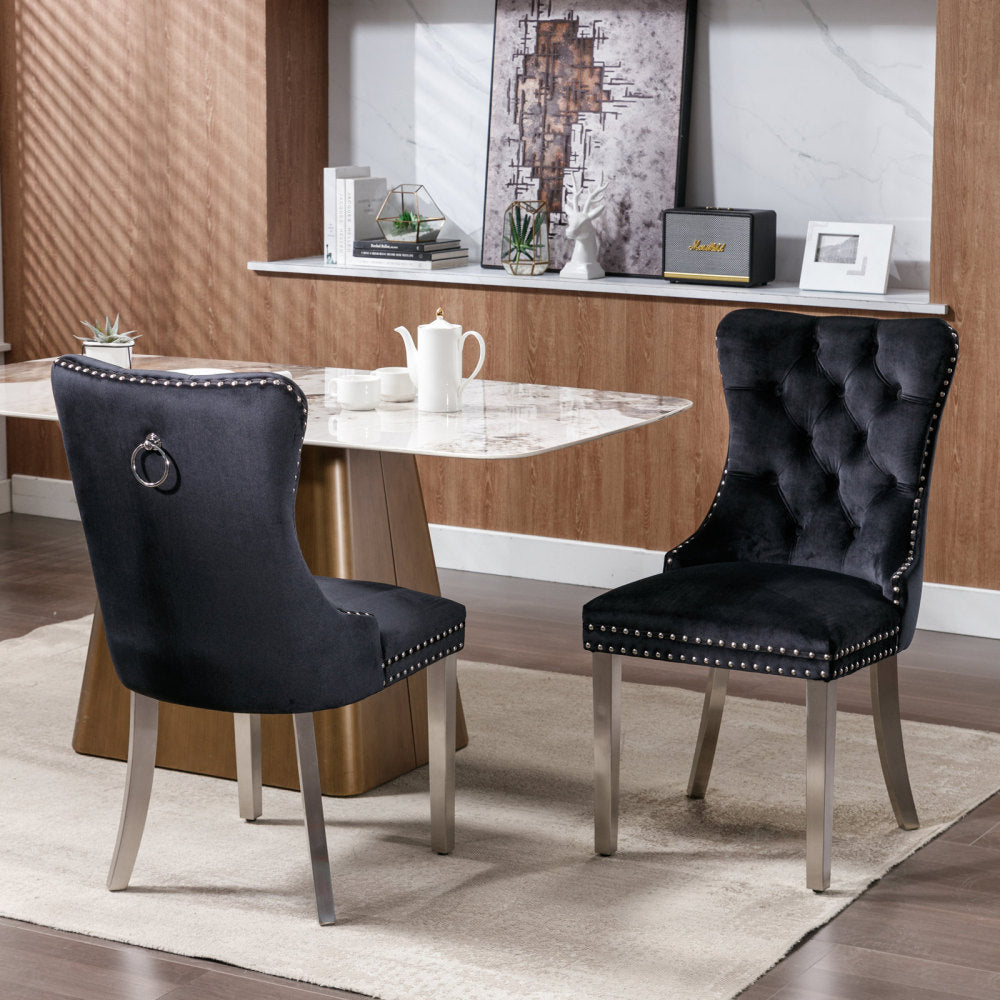 Eetkamerstoel – Stoel – Kuipstoel – Keukenstoel – Diningset – Set Van 2 – Modern Design – Massief Houten Frame Met Chroom