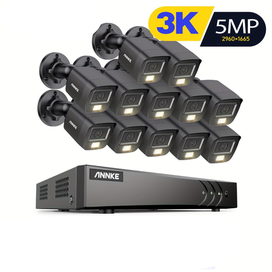 12 Camera Bewakingsset – Beveiligingssysteem – CCTV Camera’s – Video Surveillance – Veiligheidssysteem – 3K Resolutie – AI Mens & Voertuigdetectie – Dual-Light Nachtzicht – Audio Opname – 5-in-1 DVR Recorder – Zonder HDD