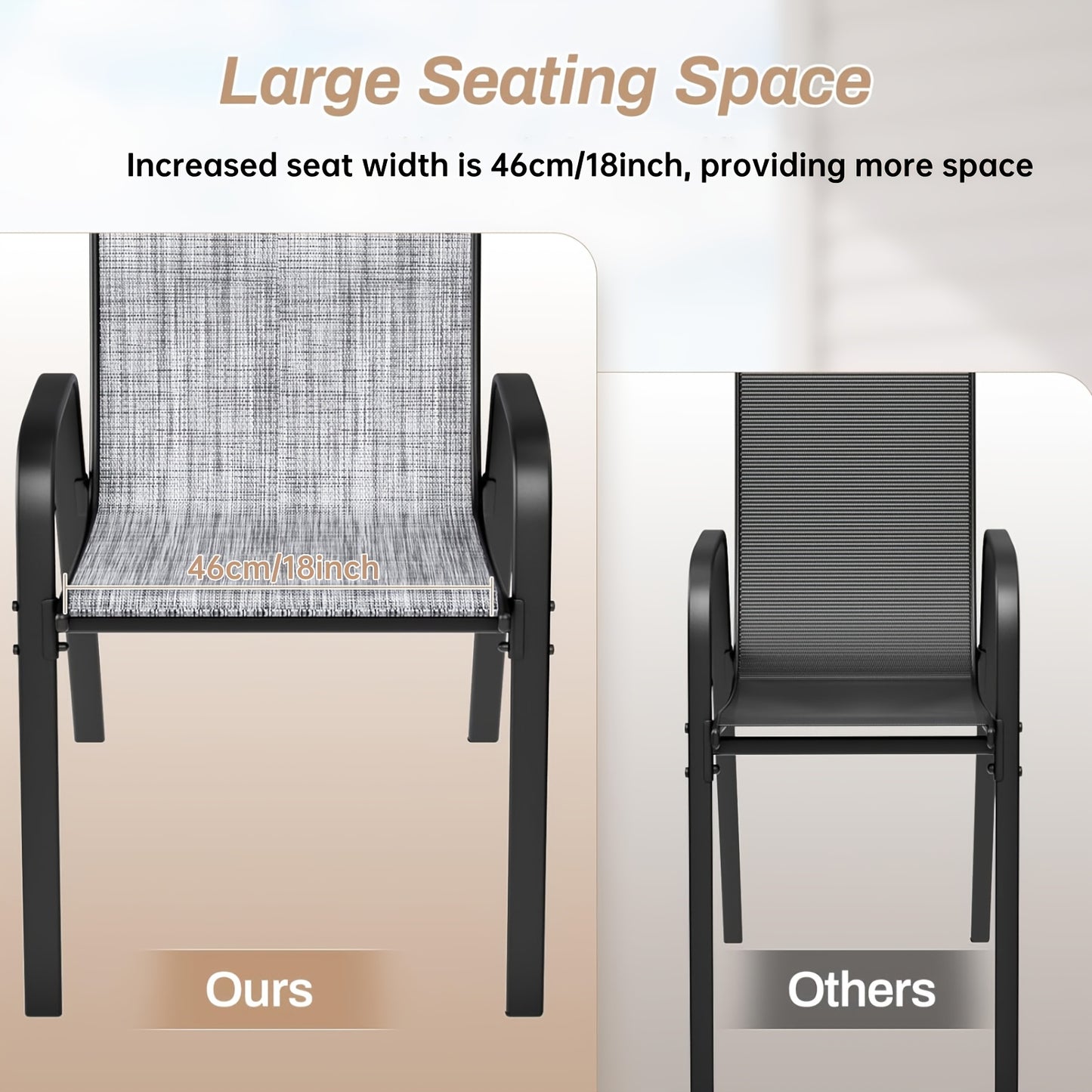 Stapelbare Tuinstoelen – Eetkamerstoelen – Balkonstoelen – Terrasstoelen – Bistrostoelen – Set Van 4 Grijs – Stalen Frame – Weerbestendig Met Textilene Bekleding