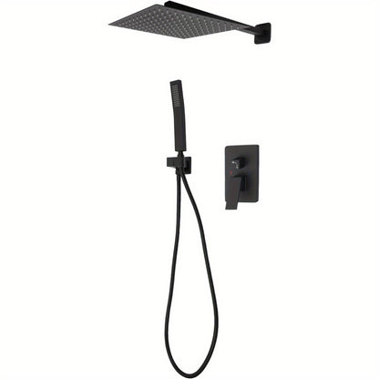 Doucheset – Regendouche – Douchekraan – Douchekop – Handdouche – Inbouw – Mat Zwart – Vierkante 30 cm Stortdouche – Dubbele Knoppen